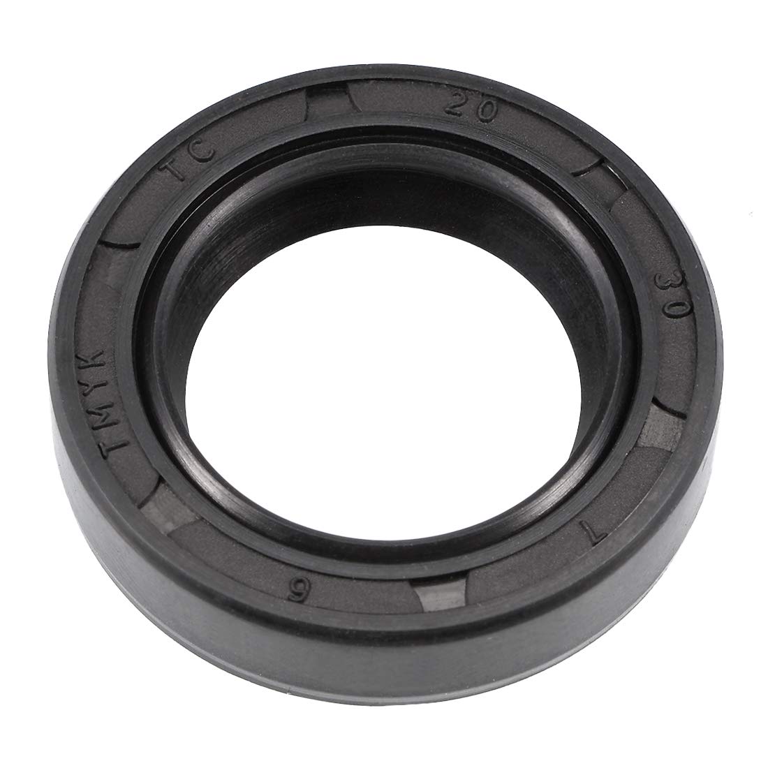 uxcell Oil Seal, TC 20mm x 30mm x 7mm Nitrile Rubber Cover Double Lip with Spring for Bearing Shaft, Black Pack of 1