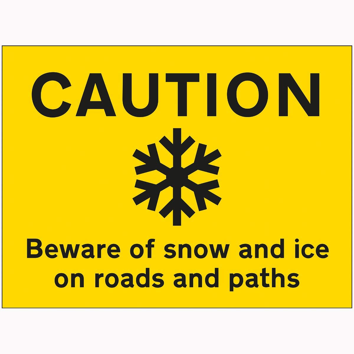 Vsafety Yellow V Safety Caution Slippery Surface Beware Of Snow And Ice On Roads And Paths Sign - 600Mm X 450Mm - 2Mm Rigid Plastic