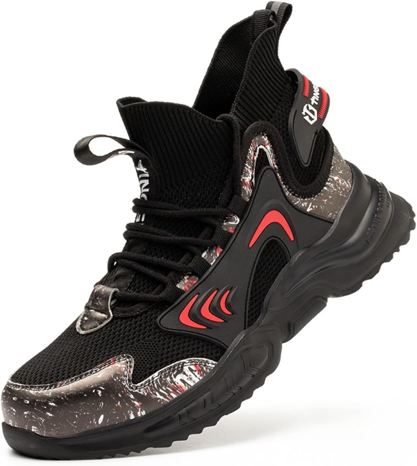 Micoklinlin Fashion Steel Toe Sneakers for Men Lightweight Safety Shoes for Work Non-Slip Work Shoes with Reflective Strip