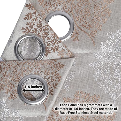 Image of Homestan Jacquard Woven Long Door Curtains 9 Feet Long Set of 2 for Home Decor (9 X 4 Feet, Light Brown)
