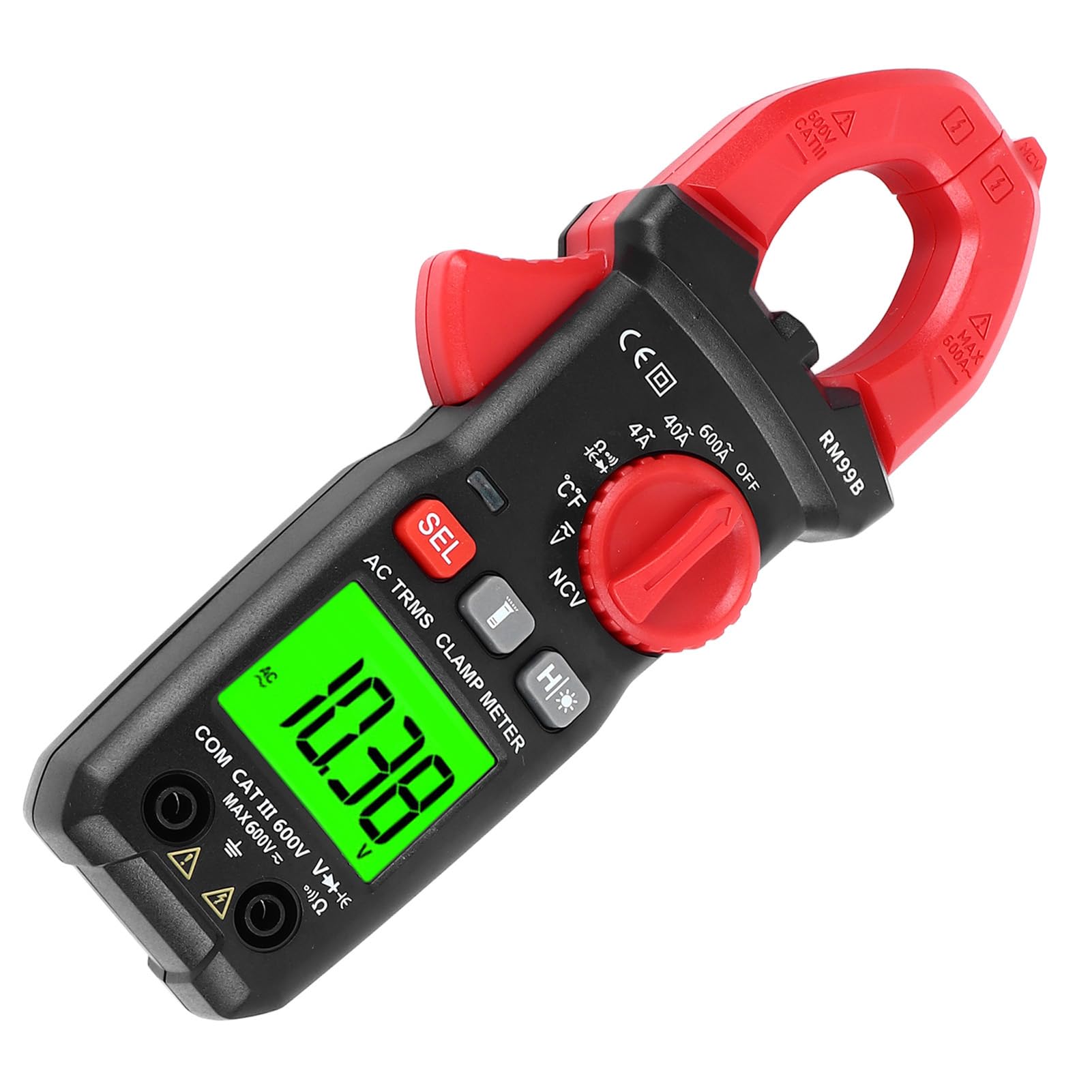 Digital Clamp Meter Multimeter, AC DC Voltage Amp Tester with NCV Sound Light Alarm, Backlit LCD Display, and Flashlight for Industrial and Household Electrical Testing