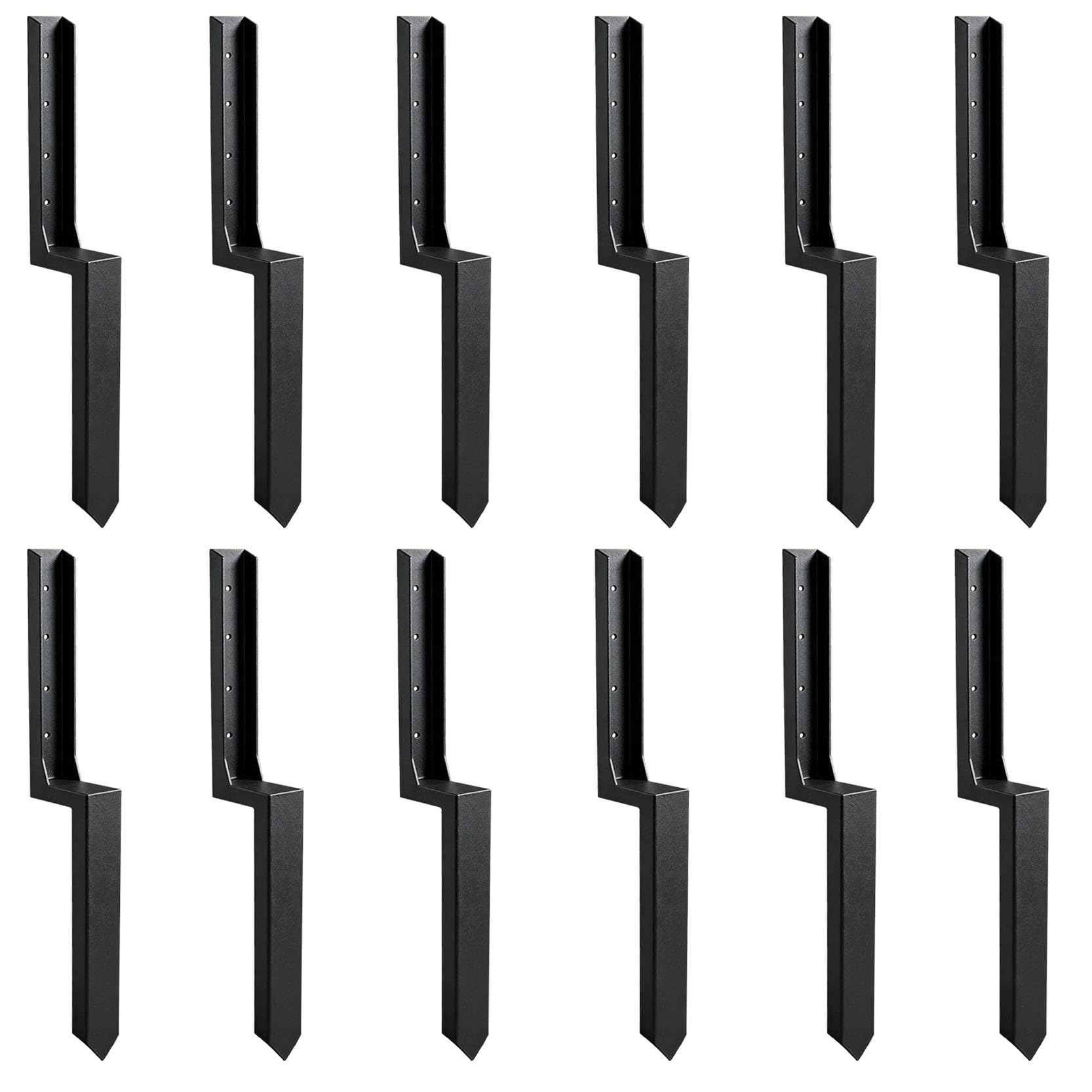 GOUZIBHD Fence Post Repair Kit Quick Fix Broken Leaning 4x4/6x6 Wood Posts Supportpost Anchor Ground Spike Fence Post Anchor Ground Spike with One-Piece Steel Anchor Stakes(Color:12pack)
