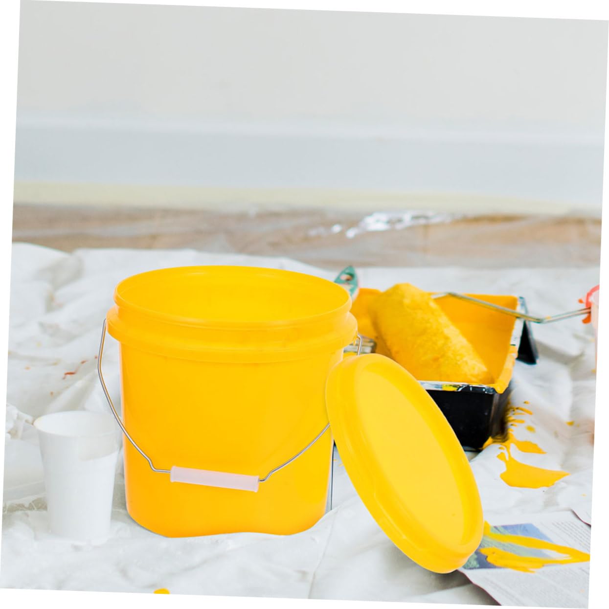 Secchio Ermetico Multifunzionale in Plastica Pp da 5l con Coperchio Antigoccia e Manico, Contenitore Rotondo Spesso per Uso Domestico e Stoccaggio Sicuro