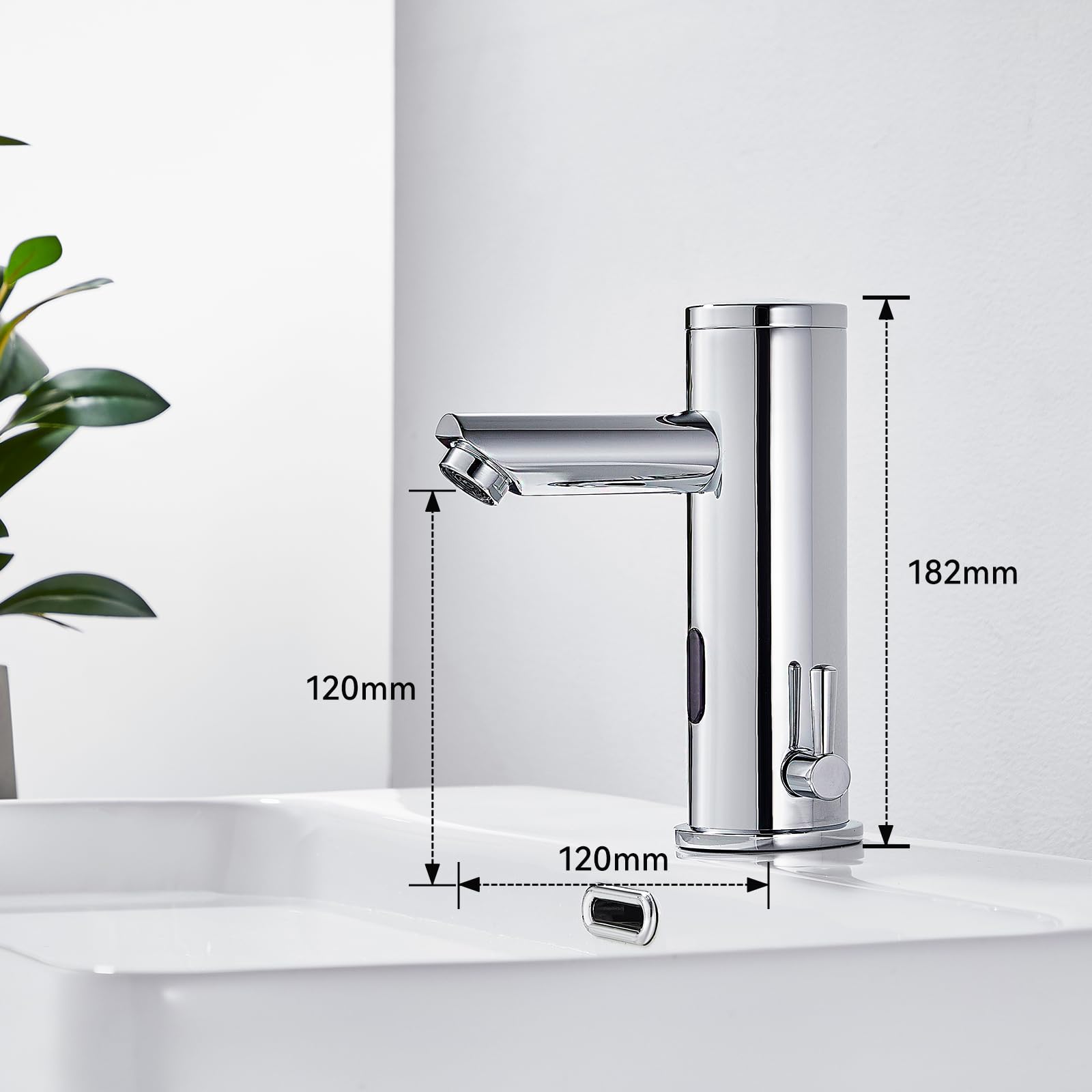 Auralum - Grifo Sensor Automático, Grifo de Lavabo con Sensor Infrarrojo Sin Contacto, Inteligente Grifo Baño, Elegante Cromado Monomando para Agua Caliente y Fría
