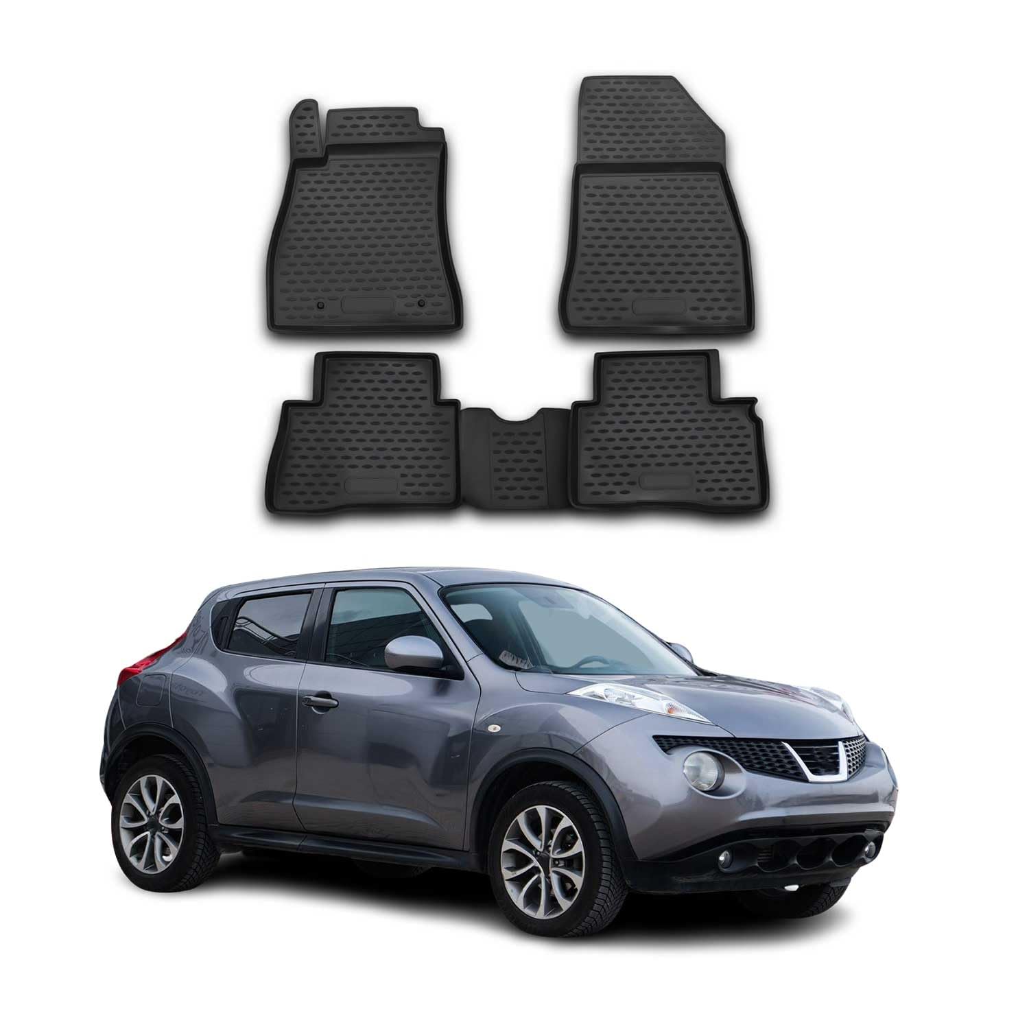 OMAC Dywaniki Gumowe Dywaniki Pasujące do Nissan Juke 2010-2019 TPE Dywaniki Samochodowe Czarny 4X