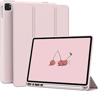Case for iPad Pro 12.9 Case 6th/5th/4th Gen, Protective Slim Folio Case with Pencil Holder & Auto Wake/Sleep, Trifold Smart Stand Cover for iPad 12.9 Pro Case 2022/2021/2020 - Pink