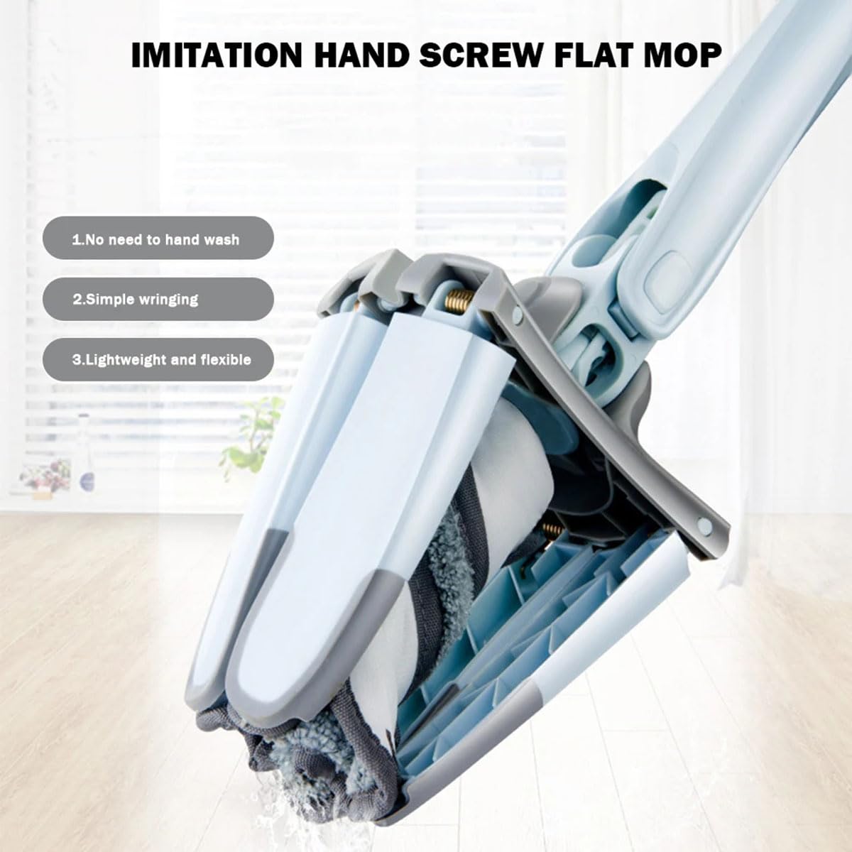 JOLUCE Trapeador húmedo de madera dura para limpieza de suelos, mopa de microfibra, práctica mopa de limpieza de pisos, giratoria de 360 grados, multiusos, mopa de suelo, absorción de agua, mopa