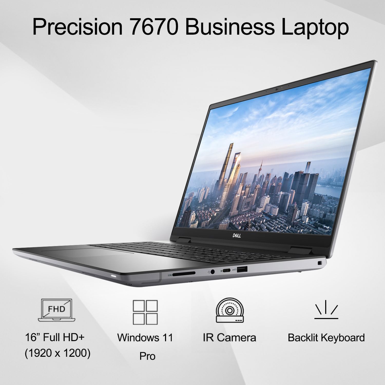 Dell Precision 7670 Business Mobile Workstation Laptop, 16 Zoll FHD+ Display, Intel Core i9-12950HX, NVIDIA Quadro RTX A4500, 64GB DDR5 RAM, 1TB SSD, IR CAM, Backlit KB, HDMI, Wi-Fi 6, Windows 11 Pro