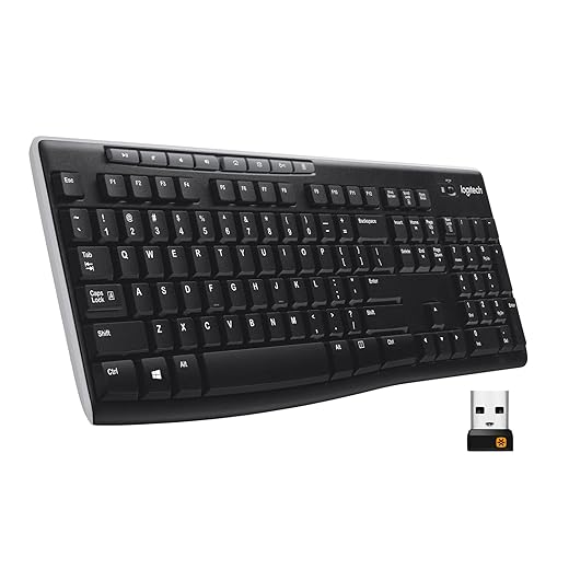 Logitech K270 Wireless Keyboard for Windows, 2.4 GHz Wireless, Full-Size, Number Pad, 8 Multimedia Keys, 2-Year Battery Life, Compatible with PC, Laptop, Black