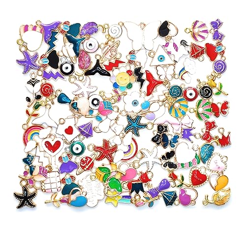 Swasti Resin and Craft 26 Pcs Mix Design Pendant Charms For Key Chain Earring Necklaces Bracelet DIY Crafts and Jewelry Making Accessories – Mix Color enamel charms