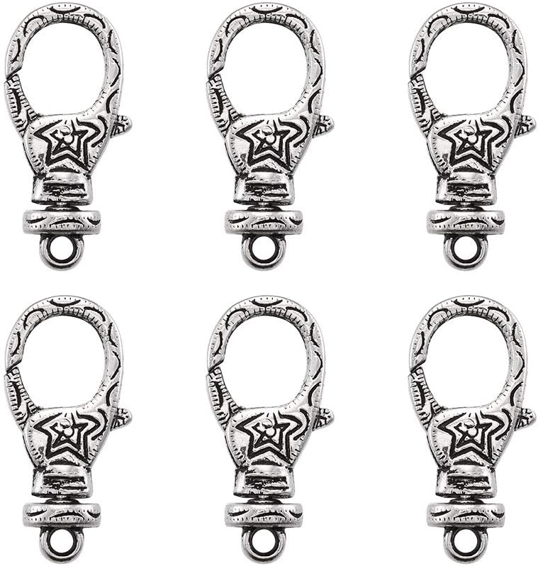 KISSITTY 20-Piece Antique Silver Tibetan Alloy Lobster Claw Clasps 1.18x0.59" Large Metal Fastner Hook Trigger Clasps for DIY Craft Jewelry Making