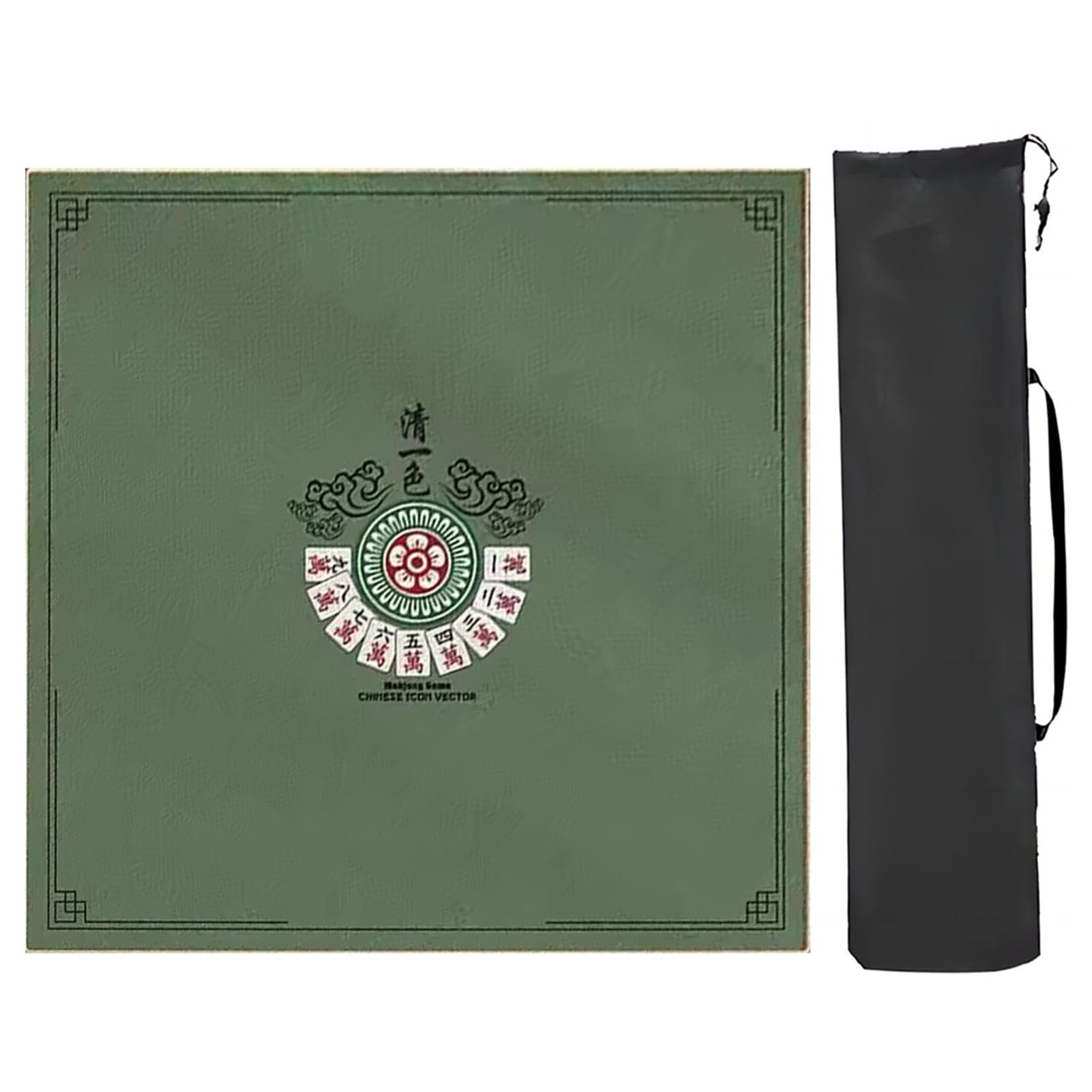 Tapis de Table de mah-Jong, avec Sac de Rangement, Mahjong Bord, carré Facile à Nettoyer(Style2,35.43x35.43in)