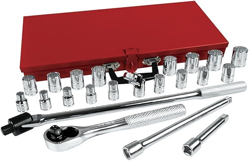 Urrea Mechanics Tools Set - Juego de 23 piezas (0.394 in-1.024 in) con llave de vaso de 1/2 pulgada y extensiones de enchufe - 54210