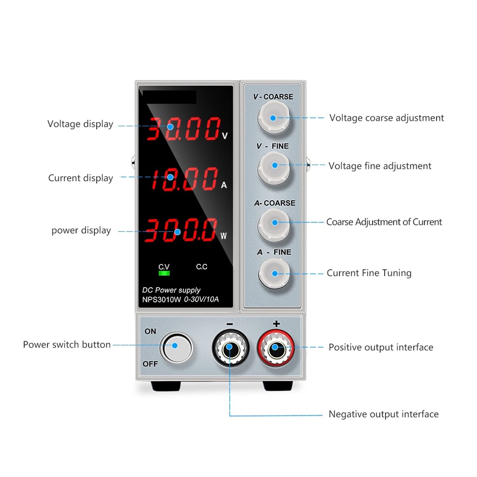 Zmienne Zasilanie, Regulowany zasilacz DC 30V 10A wyświetlacz LED cyfrowy laboratoryjny 60V 5A Regulator napięcia 120V3A do naprawy telefonu(3Digits 60 5A)