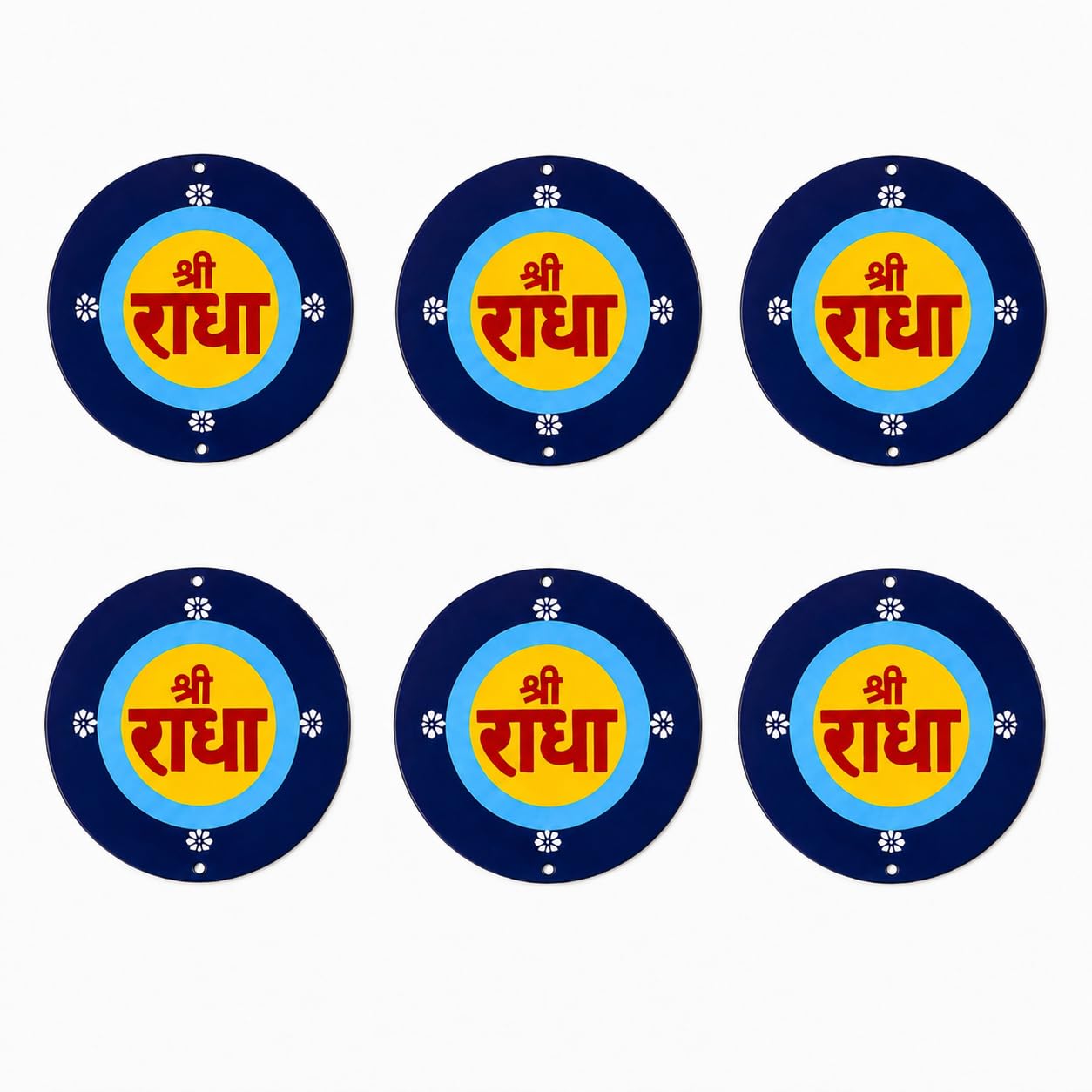 Shri Radha MDF Wooden Round Wall Decor Set of 6 | Religious Wall Plaque, Nail & Tape Mount, Vibrant Print, Multi-Location Use, Lightweight MDF-image-31