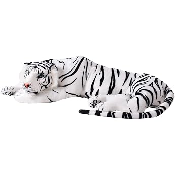 te-trend XL Tiger Big Cat Stuffed Toy Plush 70cm Stuffed Toy White