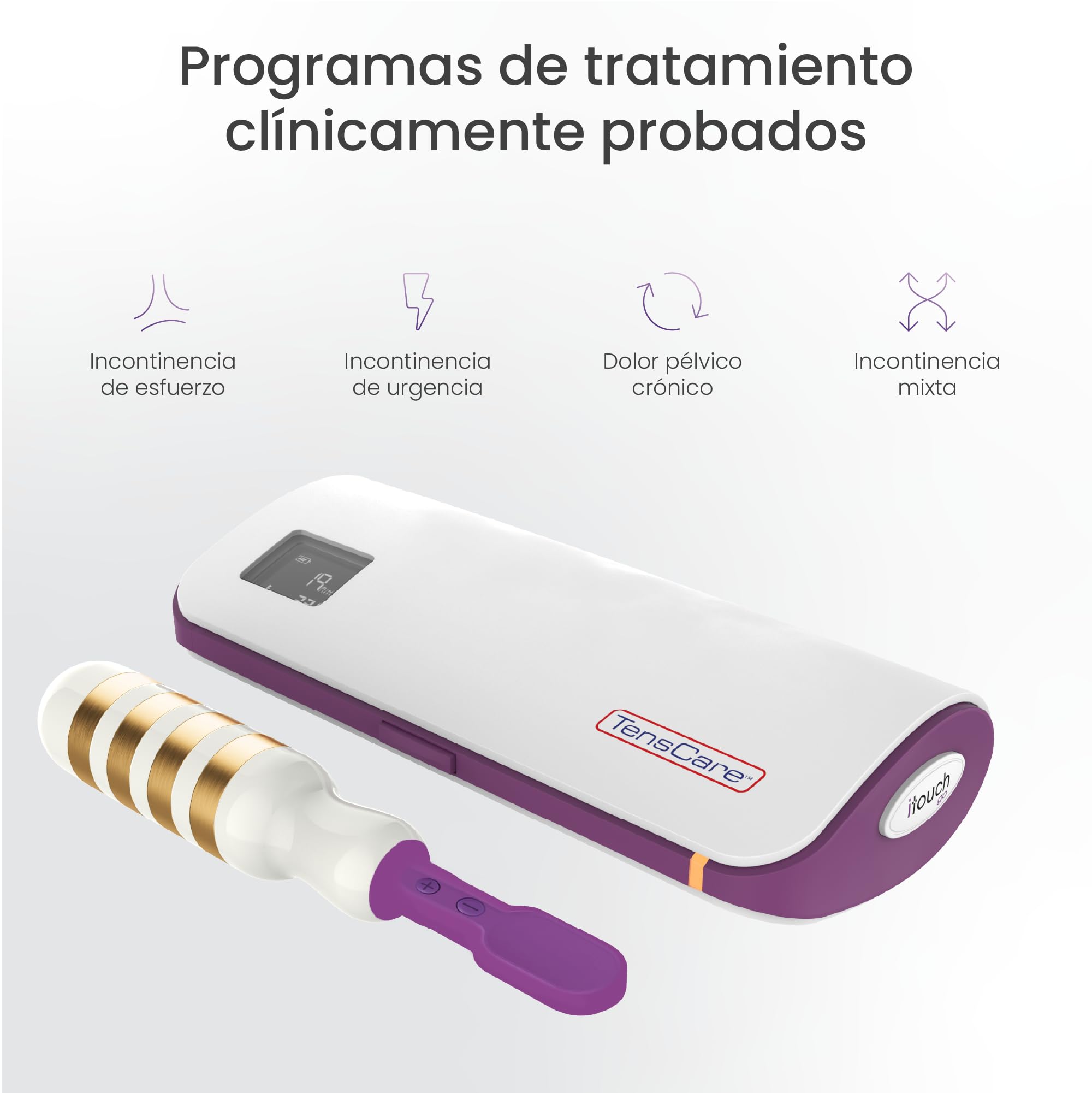 TensCare iTouch Go Gold Entrenador Pélvico Inalámbrico | Sonda de oro sin níquel con EMS para incontinencia, control de vejiga y recuperación posparto.