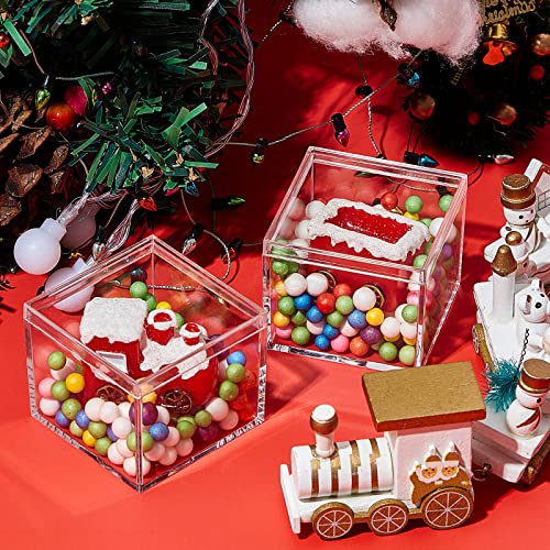 Image of Juexica 12 Pcs Clear Acrylic Boxes with Lid,Square,2.17 x 2.17 x 1.77 | Clear Plastic Boxes with Lids for Organizing and Displaying Jewelry, Candy, Crystals, Crafts, Party Favors and Collectibles