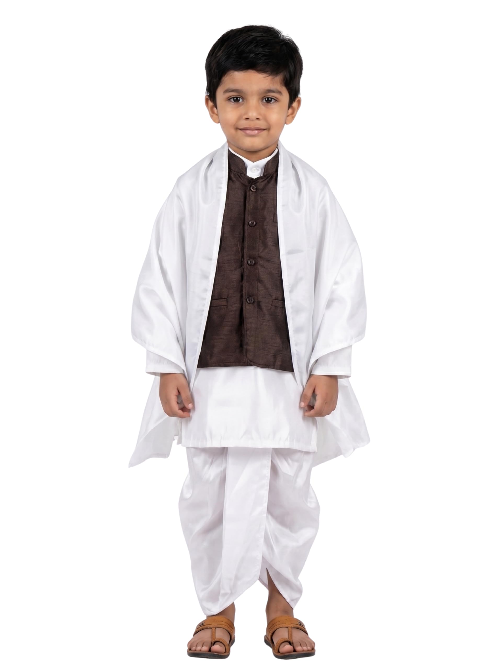 Sardar Vallabhbhai Patel Fancy Dress Costume for Kids | National Leader Costume Set | Kurta, Dhoti, Jacket & Shawl | Independence Day | Republic Day| Boys & Girls-image-22
