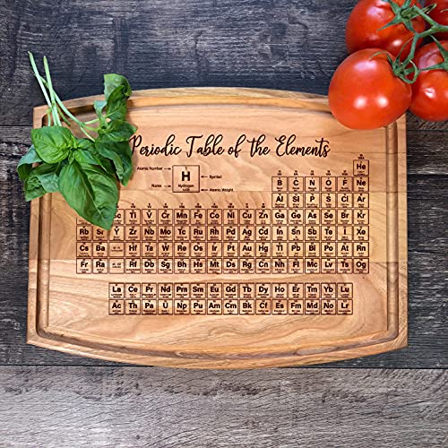 Tabla de cortar rectangular de madera de cerezo con grabado de la Tabla Periódica, 9x12 pulgadas miniatura 6