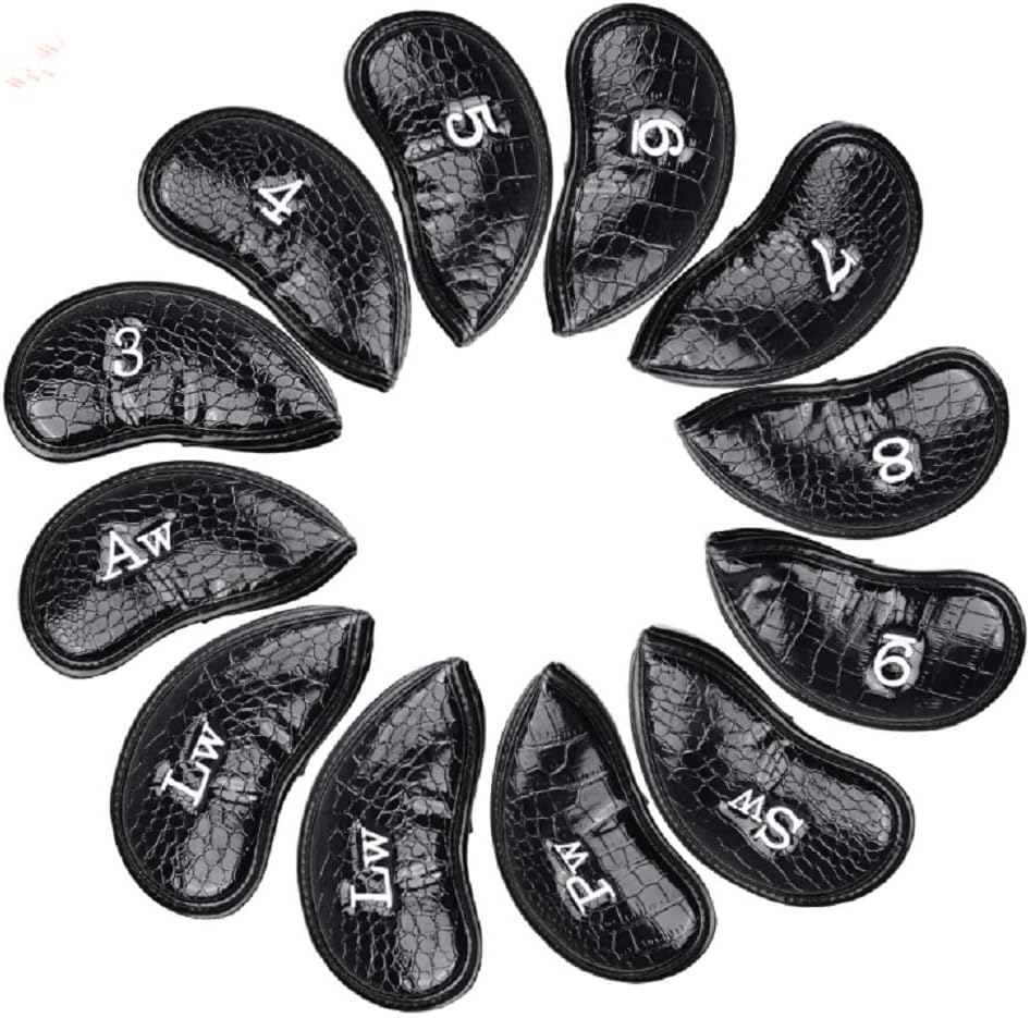 Golf Iron Cover, Golf Iron Head Cover Alligator Grain Leather Golf Iron Cover Set
