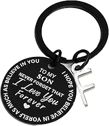 Presente inspirador para filha de mãe e pai, chaveiro de aço inoxidável com letra inicial para formatura, aniversário, Natal