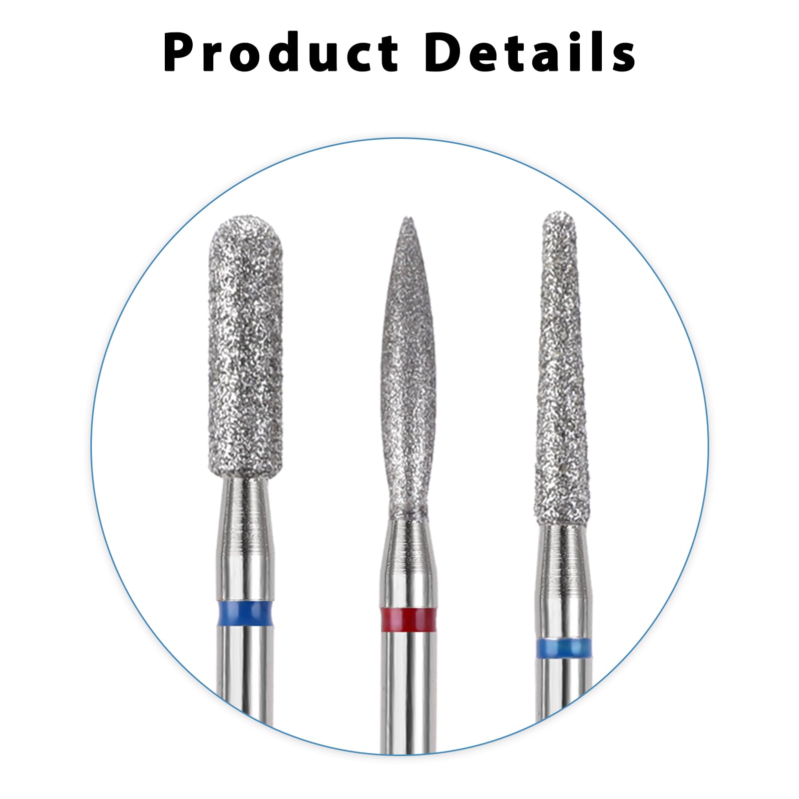 Sibba 5 Brocas de Seguridad para Uñas Broca de Cutícula de Llama para Manicura Rusa Broca Limpia para Cutícula Broca de Diamante para Uñas Cabeza de Bola de Llama Broca de Forma de Aguja