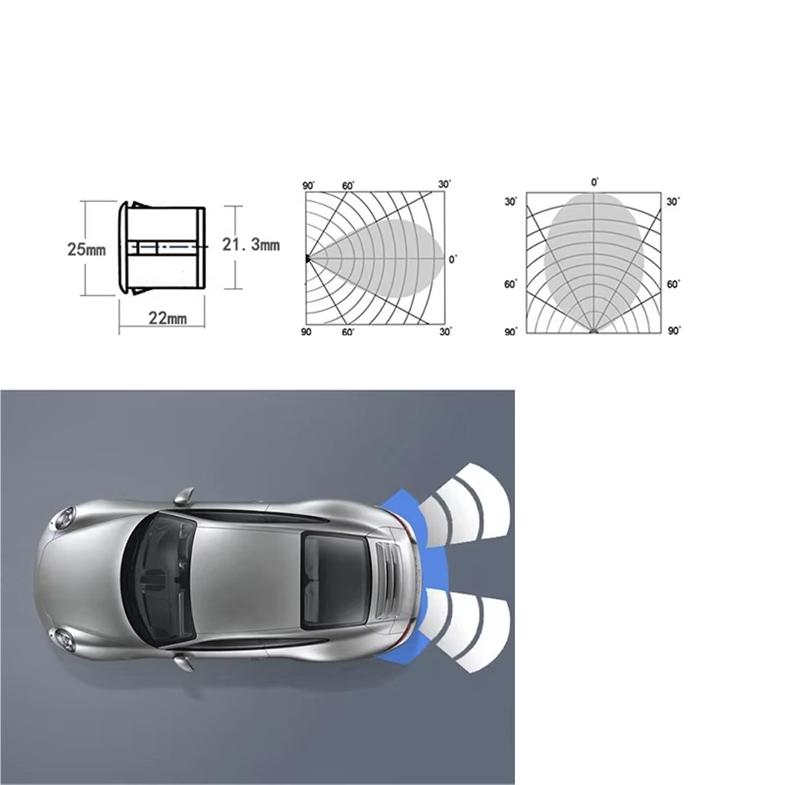 voiture capteur stationnement Capteur Stationnement Voiture Avec Moniteur Recul Parktronic Automatique 4 Capteurs Systèmes Radar Affichage Rétroéclairé Stationnement(White)