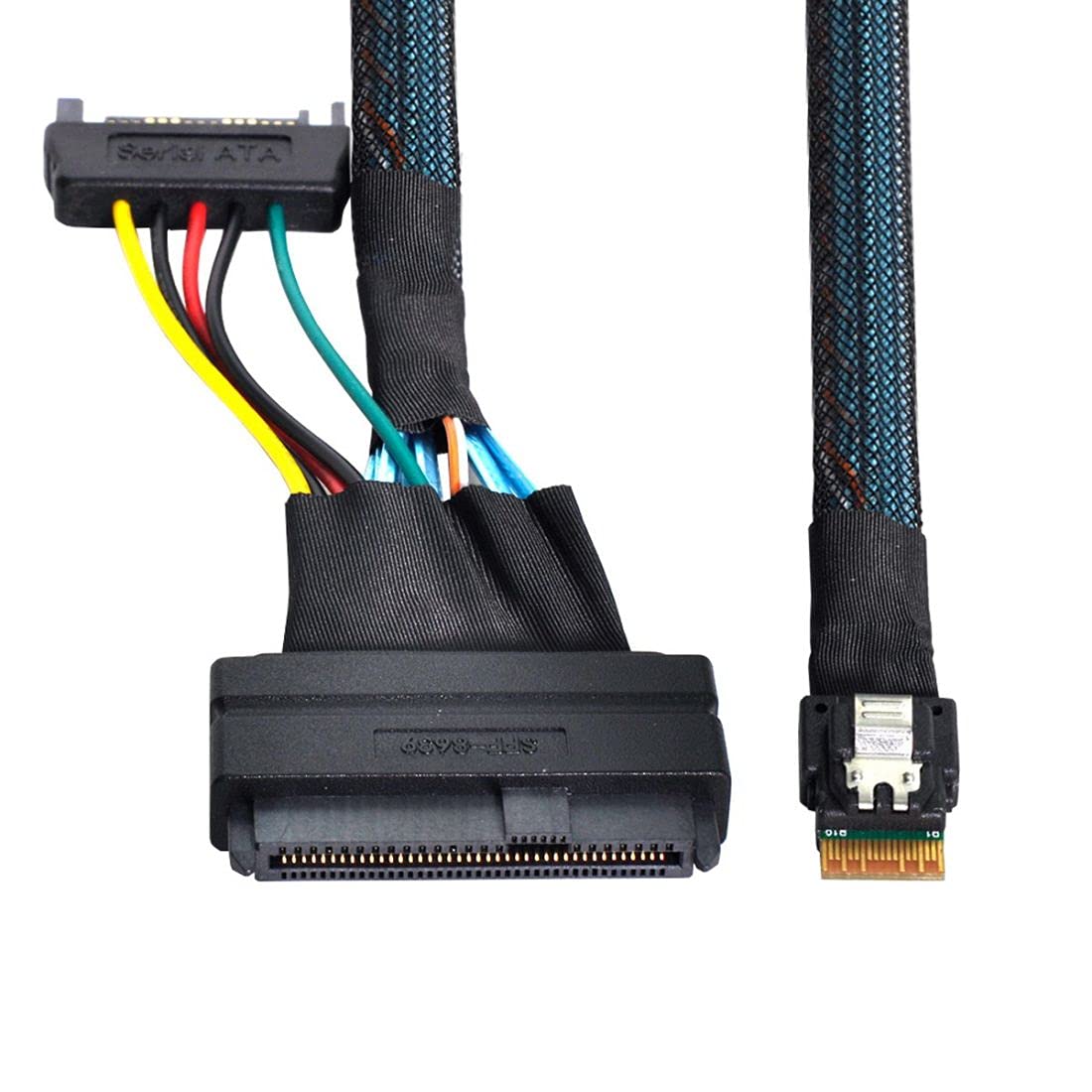 chenyang PCIe 4.0 SFF-8654 to SFF-8639 Cable with SATA Power for U.2 SFF-8639 NVME SSD Motherboard Internal Expansion 1.64FT/0.5M