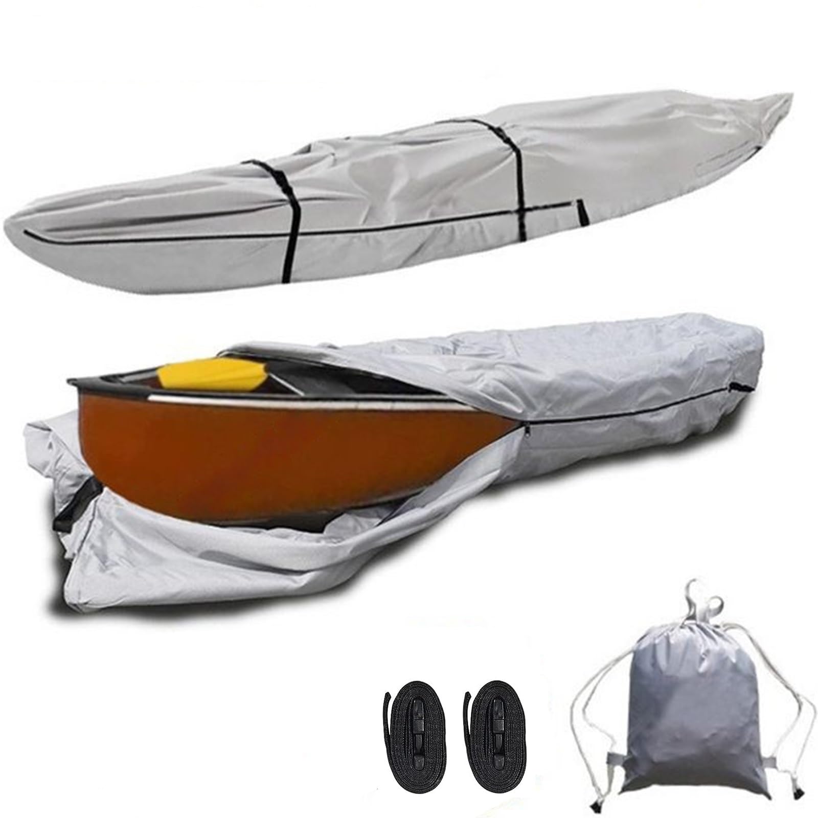 Pokrowiec na kajak z tkaniny PU, Pokrowiec na kajak z ochroną przed kurzem Oxford 420D 10-18 stóp(Gray,13ft)