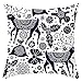 Daesar Cojines Decorativos para Sofa,Fundas de Cojines Sin Relleno,Patrón de Flores con Ciervo Funda Cojin Salon 50x50 Azul Oscuro Blanco
