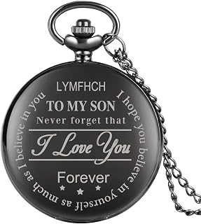 Fashion Pocket Watch for Children,I Love You Pattern Pocket Watches for Son,Creative Gift Pendant Watch with Chain for Boys