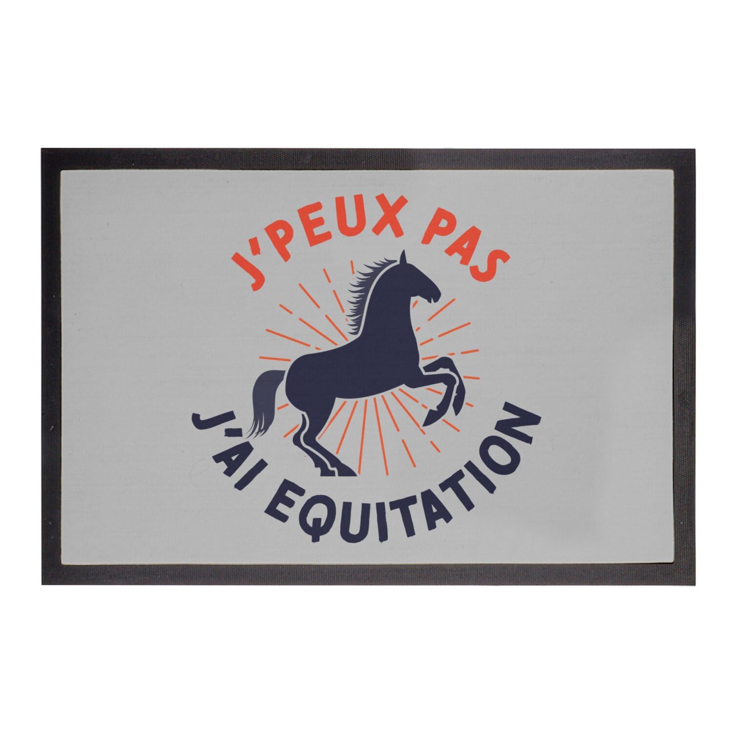 Paillasson cheval equitation gris ideal pour l'entree des passionnes