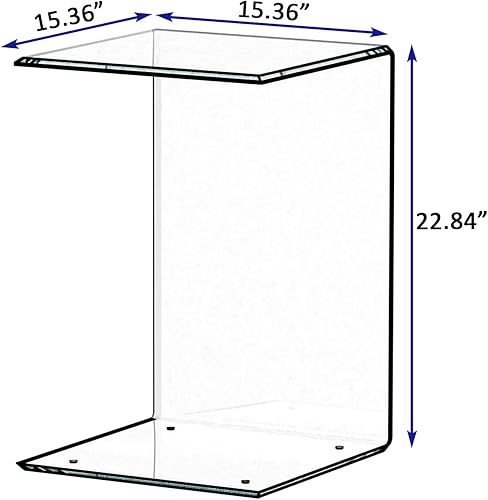 Miniatura 3 de Mesa auxiliar de cristal delgada mesa auxiliar para sofá mesa auxiliar en forma de C para sala de estar y espacios pequeños