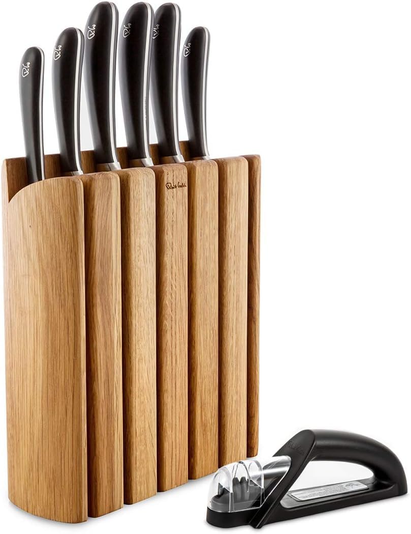 Robert Welch Signature Book Oak Knife Block Set. Includes Carving