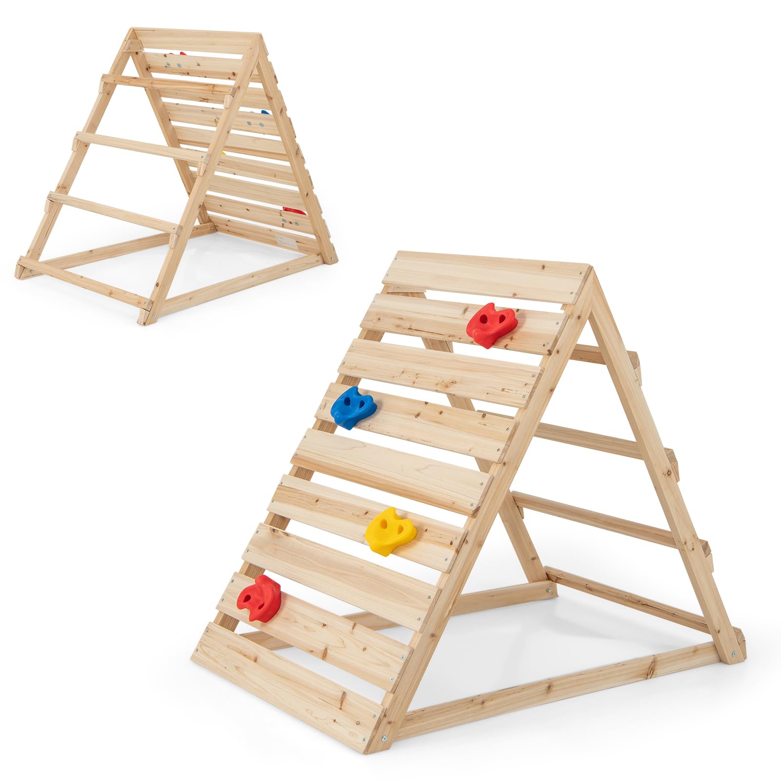 RELAX4LIFE Triangolo da Arrampicata per Bambini, Scala per Arrampicarsi in Legno, Triangolo Stabile, Parco Divertimenti per Bimbi 1+ Anni