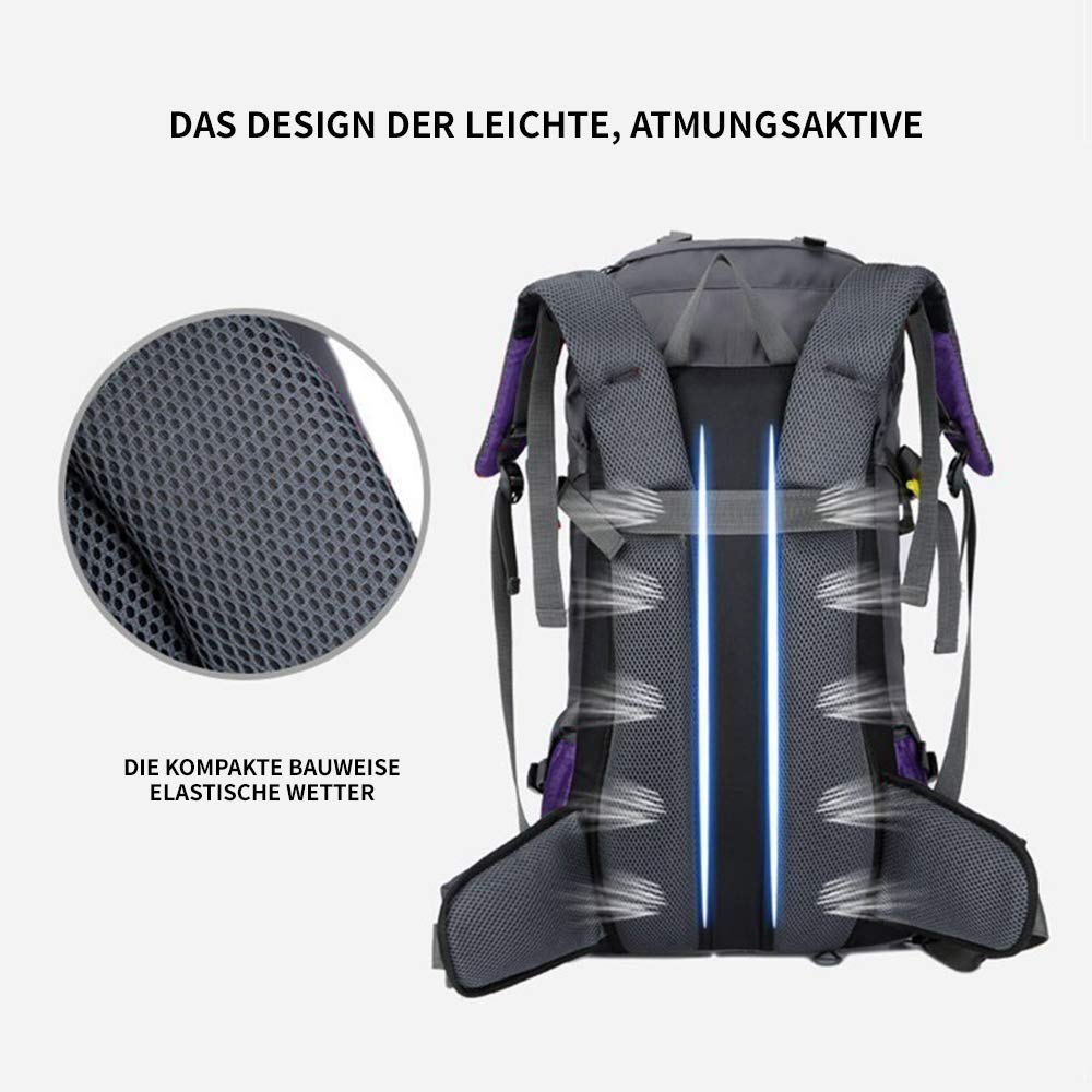 Sac à dos étanche 60 l - Ultra léger - Pliable - Pour la pêche d'escalade - Pour le camping et l'extérieur - Avec housse de pluie