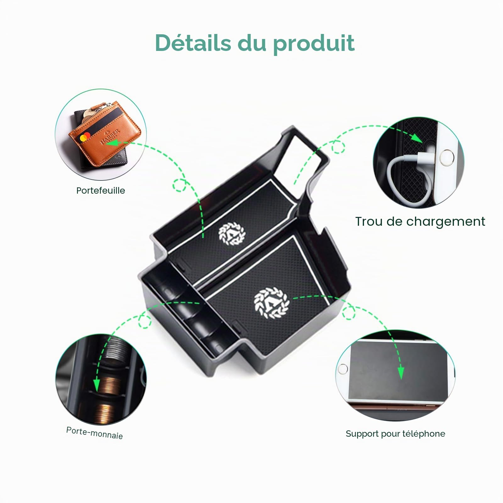 GAFAT Compatible avec Volvo XC60 XC90 V60 S60 V90 S90 2017-2025 2026 Boîte de Rangement pour Accoudoir, Plateau Organiseur Console Centrale, Volvo XC60 Accessoires [PAS FaceIift XC90 2026] (Blanc)