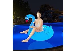 37' Inflatable Light Up Swan Pool Float, Large Solar Powered LED Swimming Tube