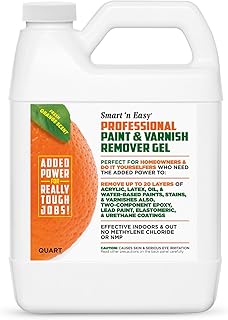 Smart 'n Easy Professional Paint & Varnish Remover - Orange Citrus Scent - Removes Oil, Latex, Acrylic, & Water-Based Paints, Urethanes, Elastomerics, Epoxies, High-Performance Coatings - Quart
