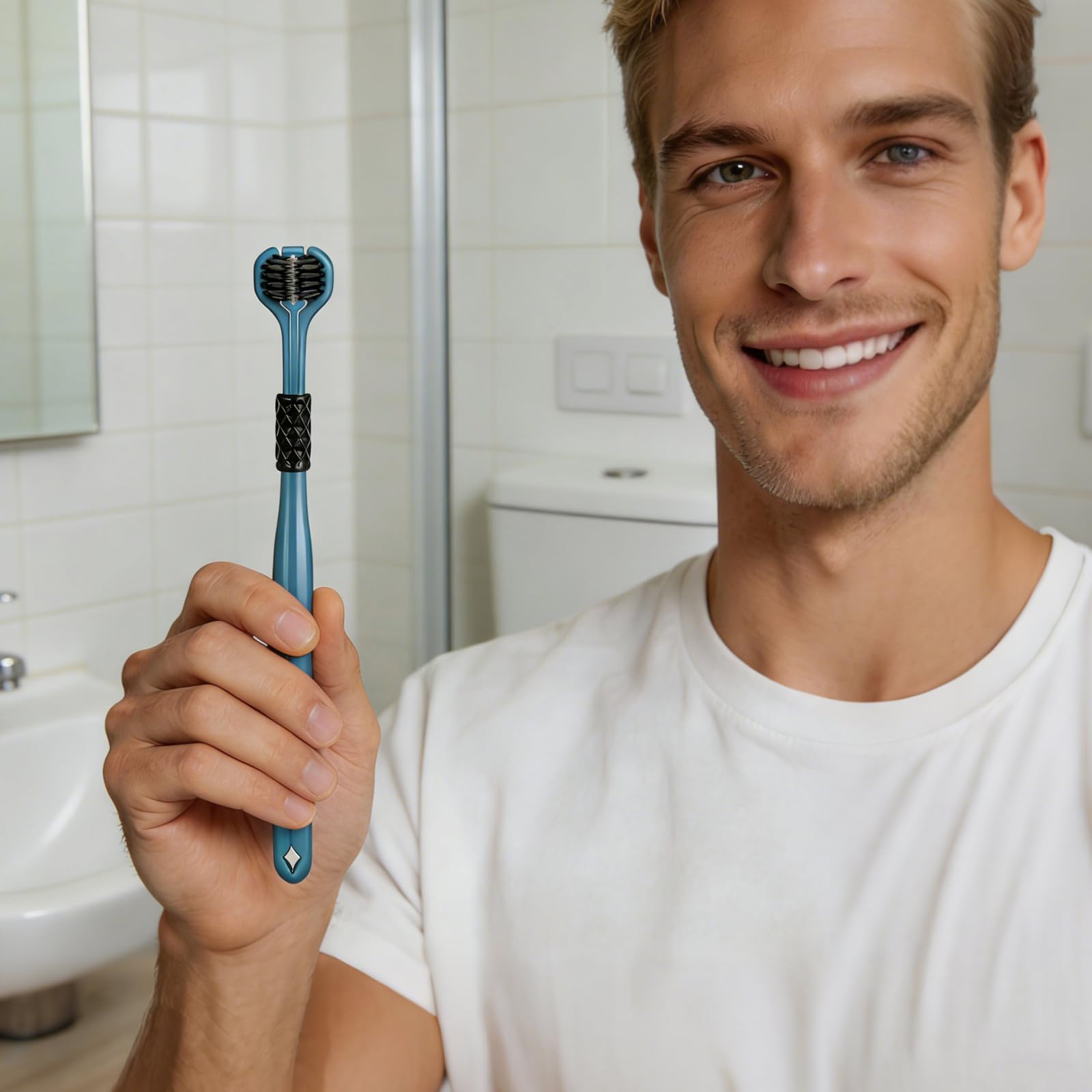 Cepillo de dientes de tres cabezales suave para adultos juego de viaje 3 lados