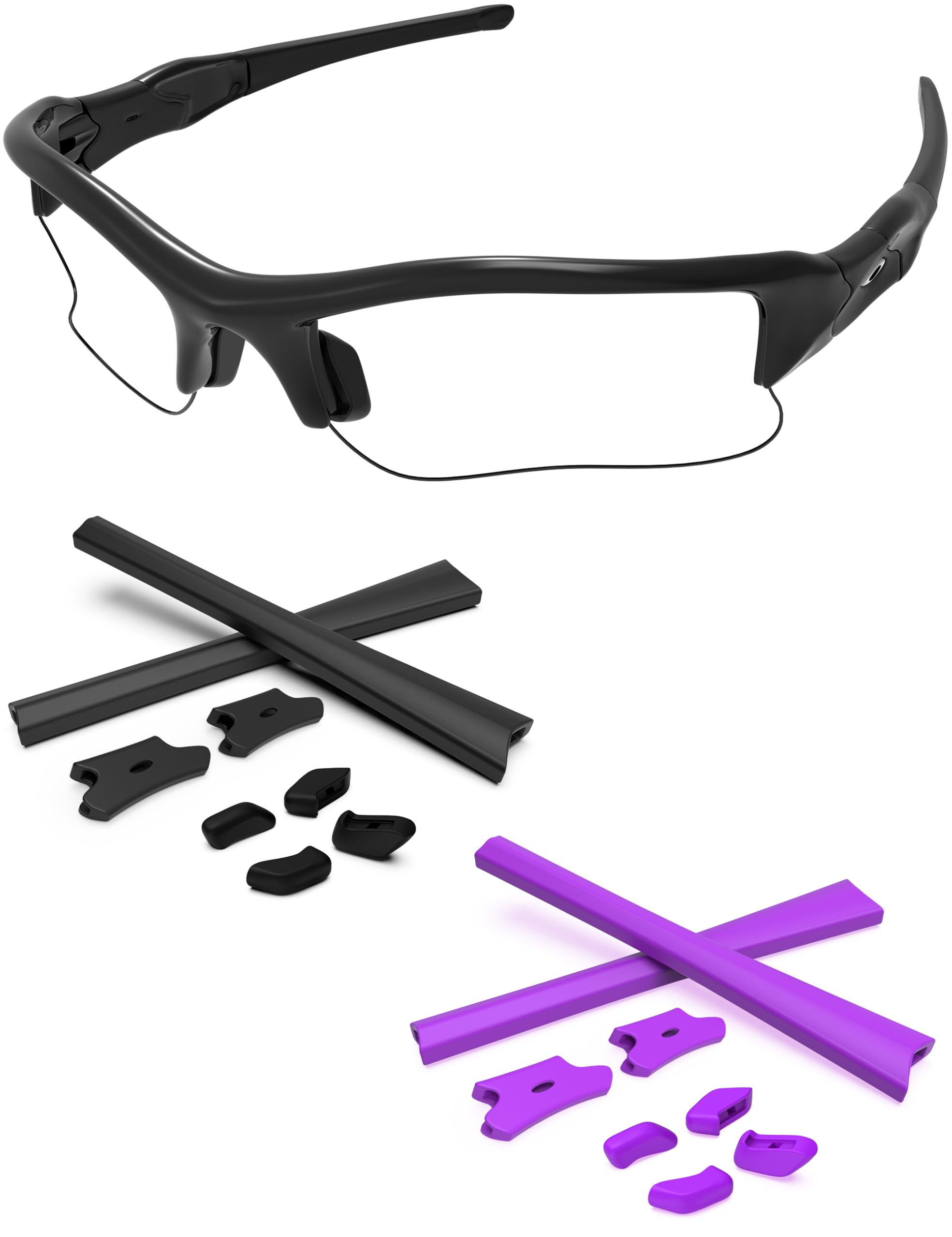 Replacement Nose Pieces &amp; Ear Socks Rubber Kits for Oakley Flak Jacket OO9008/Flak Jacket XLJ OO9009