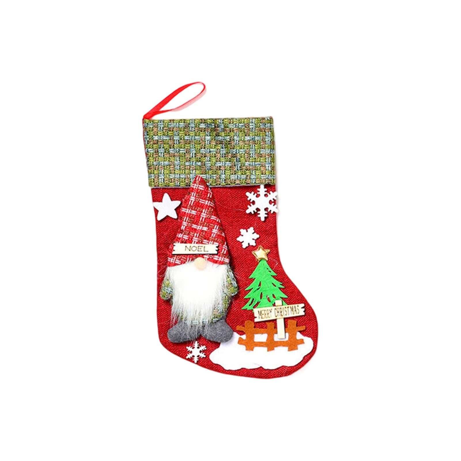 Hsioluted Lovely Christmas Stockings Ornament Candy Gift Bag Christmas Hanging Socks for Tree Fireplaces Holiday Decoration Lovely Hanging Socks