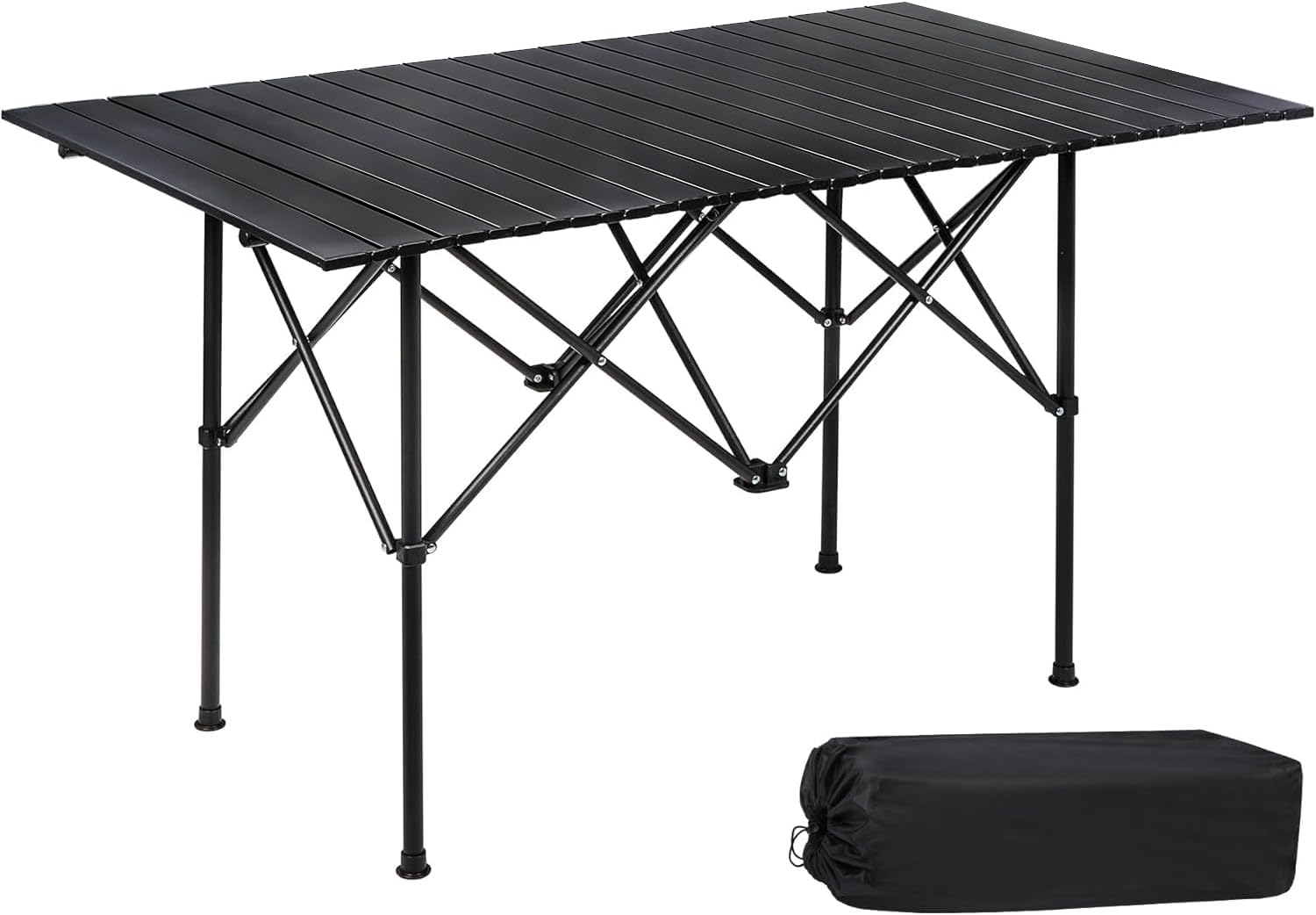 Folding Camping Table, 20x20.5 Inch Portable Roll Up Lightweight Camp Table for Outdoor, Picnic, Beach, Hiking, Travel, Black