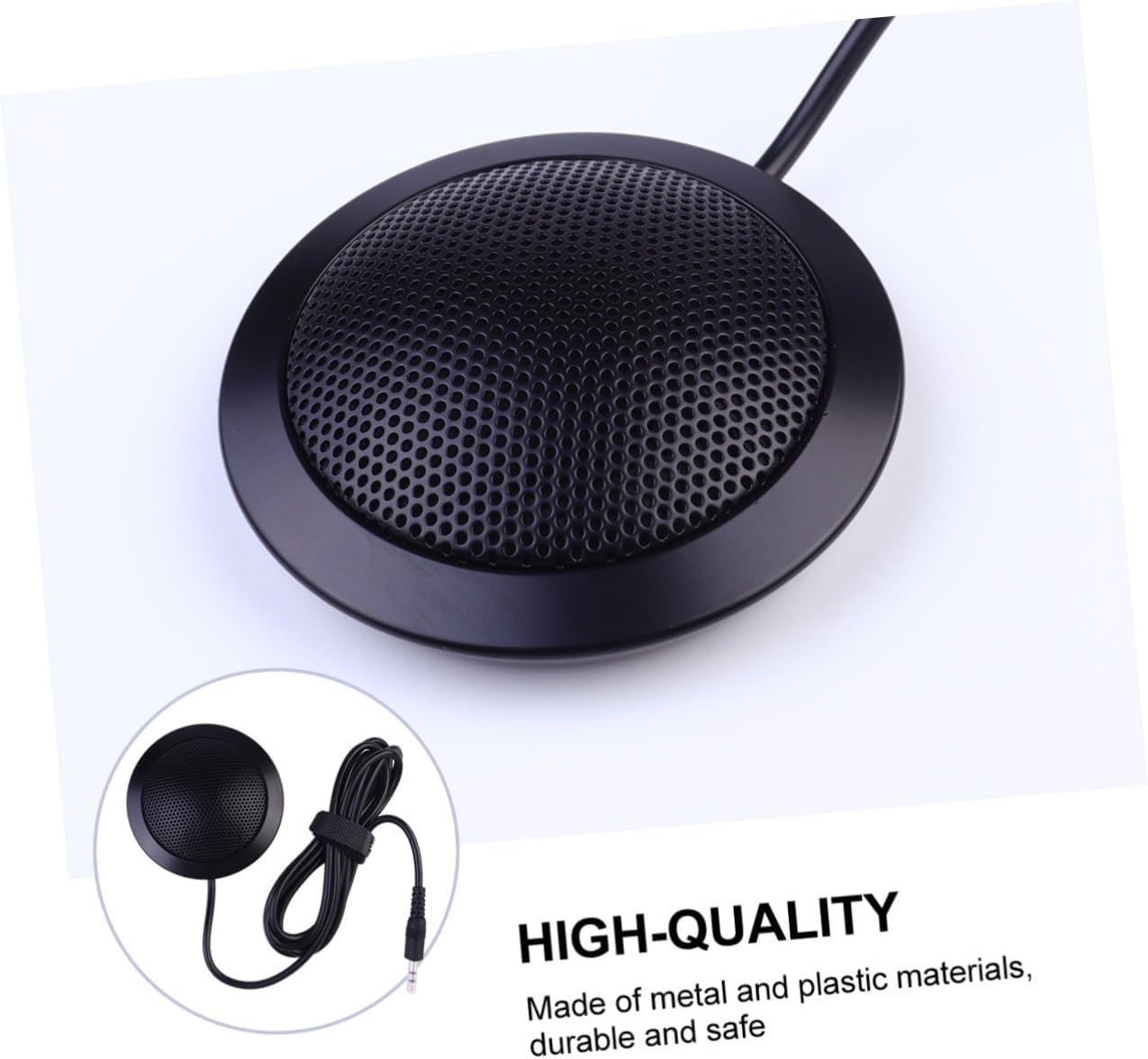 Levemolo Omnidirectional Design Conference with Microphone Condenser 3.5mm Jack and, Metal and Plastic Construction, Flat Shape with Noise Suppression and 1.5m Cable for Meeting Gaming