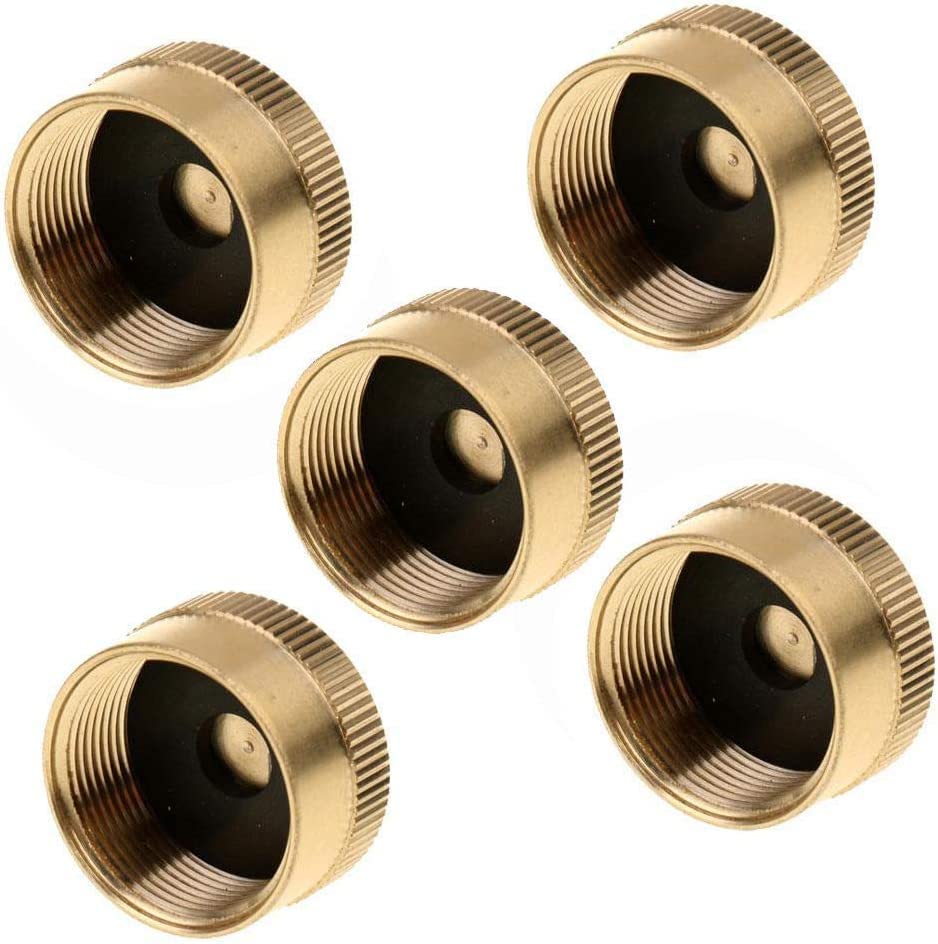 Image of YOUHO 5pcs Brass Refill Cap 1 LB Propane Bottle Cap Gas Tank Cylinder Sealed Cap Protect Cap