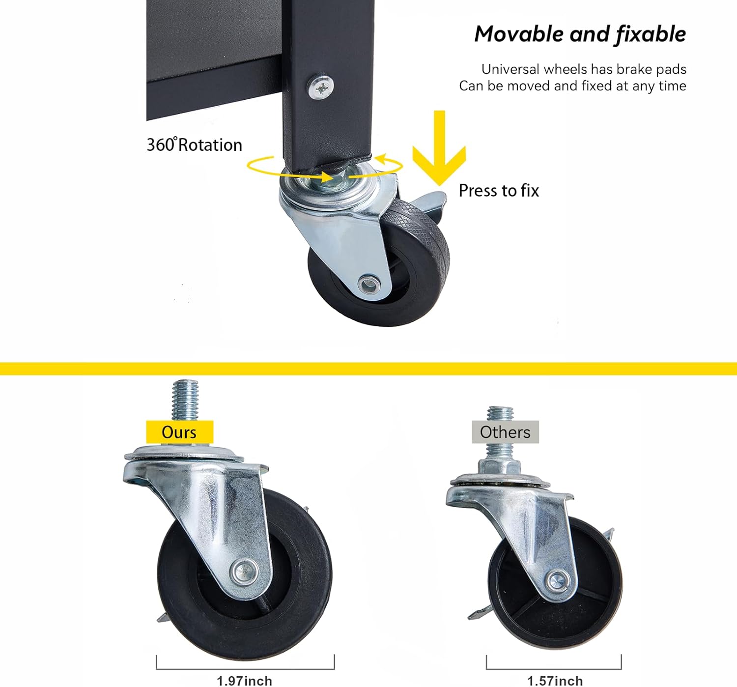 BRIAN & DANY 4-Tier Foldable Storage Shelves with Wheels, Folding Metal Rack Shelving Unit, Heavy Duty No Assembly Organizer Shelf for Garage, Kitchen, Basement, Pantry, Black - Image 5