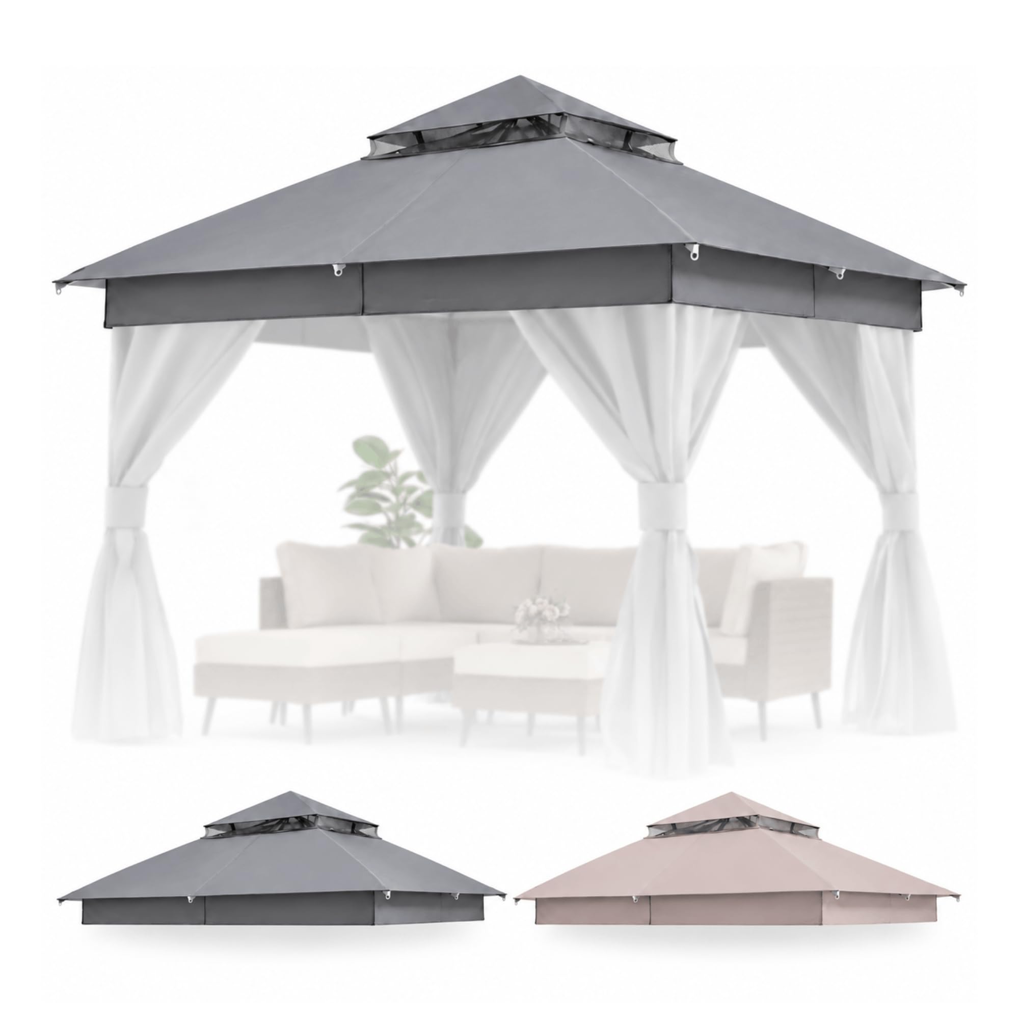 LAUSAINT HOME 10'x10' Gazebo Replacement Double Canopy Top