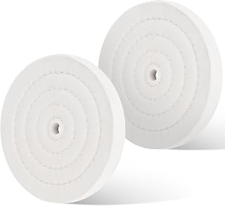 6" Cotton Buffing Wheel, 2 Pack 50 Ply for Bench Grinder Polishing | Designed for bench grinders to polish stainless steel, aluminum, brass, chrome, and other metal surfaces with ease