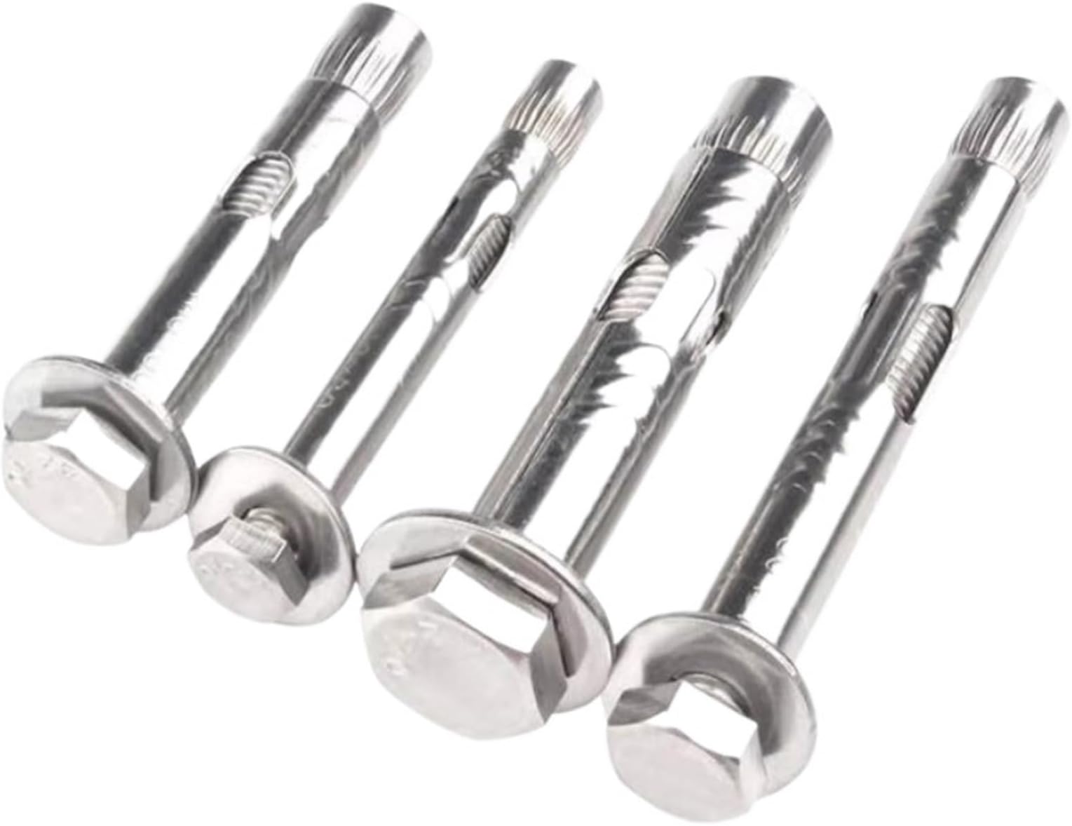 1-10pcs M6 M8 M10 M12 304 Stainless Steel Outer Hexagonal Expansion Bolt Socket Anchor Set Screw Concrete Anchor Bolt for Concrete Drywall Construction Projects(M6x120mm-4pcs)